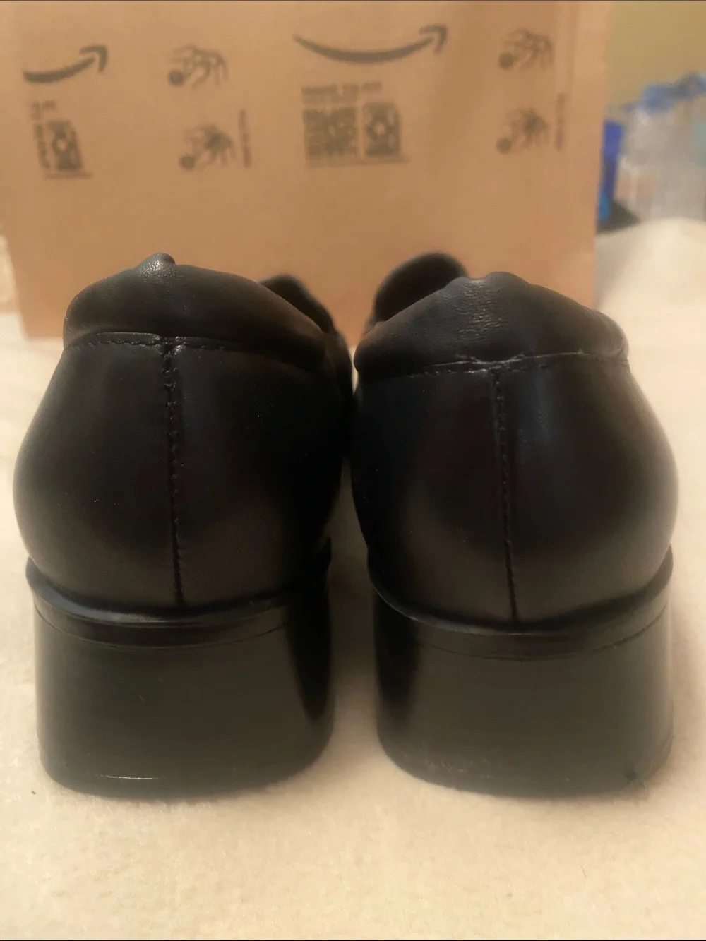 Villard Black Leather Slip-On slight heel
